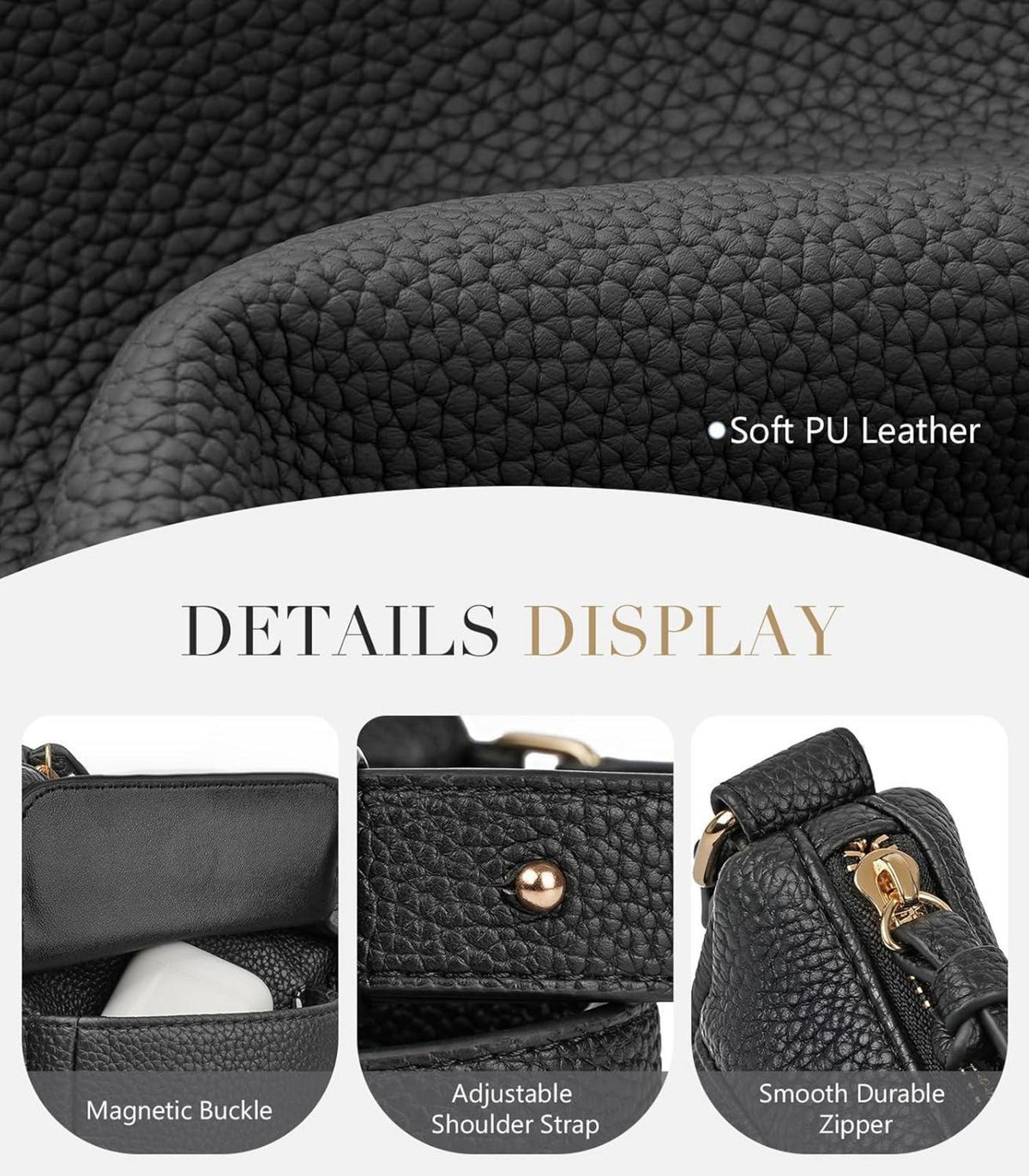 Damen Umhängetasche Crossbody Leder Handtasche Schultertasche Klein für Arbeit Einkauf Reise