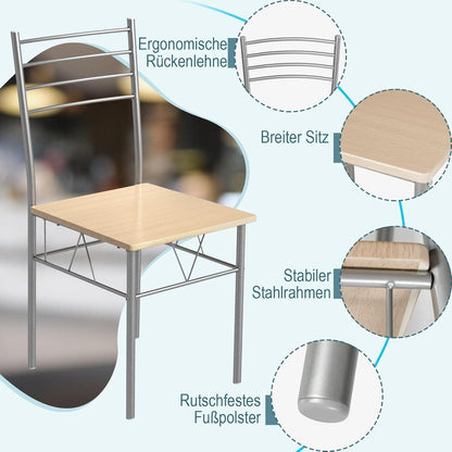 5-teiliges Esszimmer Set mit Glastisch & Stühlen