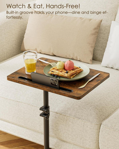 Beistelltisch C-Form Höhenverstellbar Rotierend Couchtisch Holz