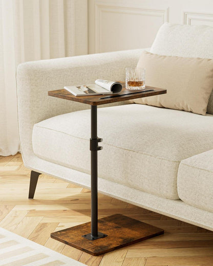 Höhenverstellbarer C-Form Beistelltisch 360° Rotierend Holz Laptoptisch