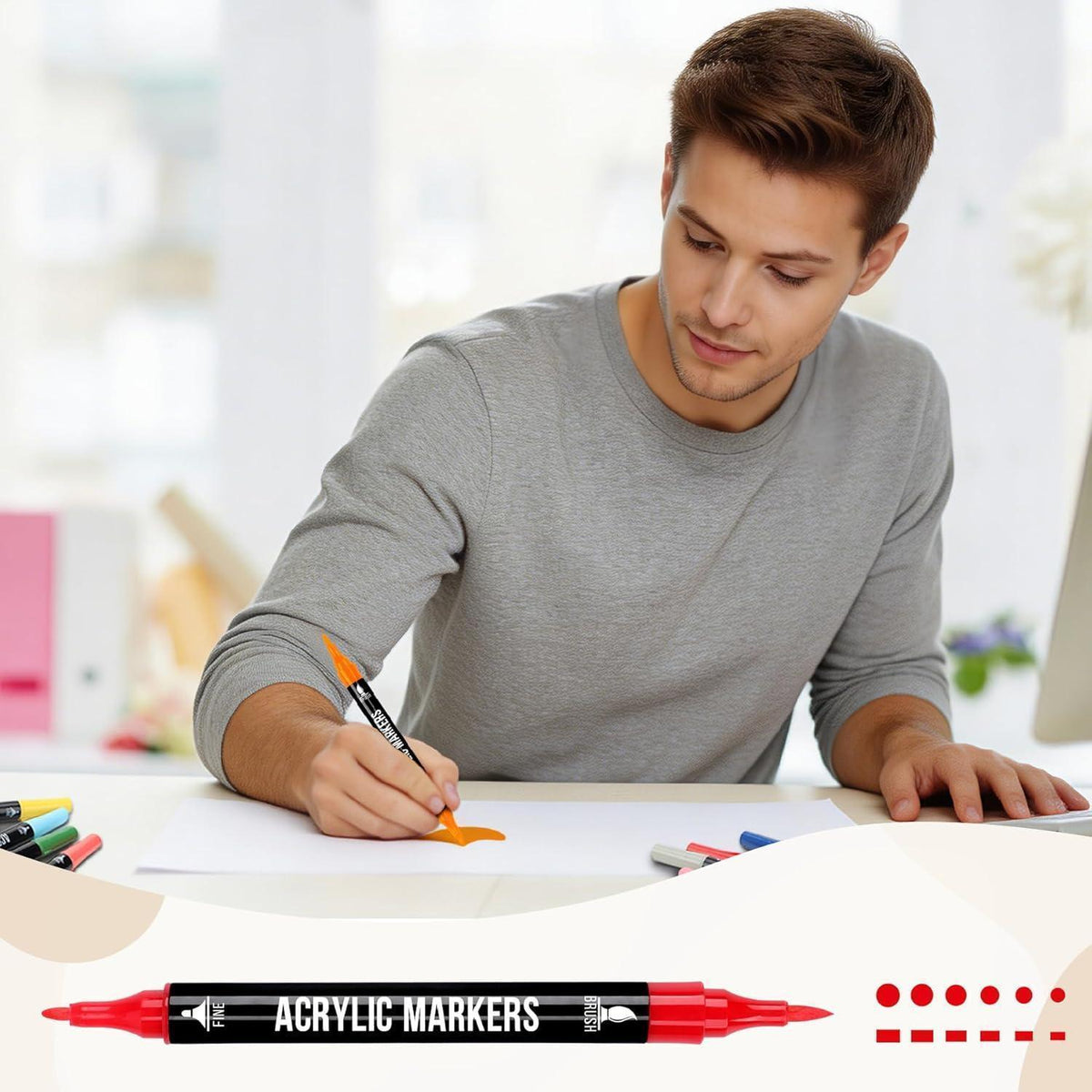 Acryl Marker Set 48 Farben – Dual Tip für Kunst & DIY