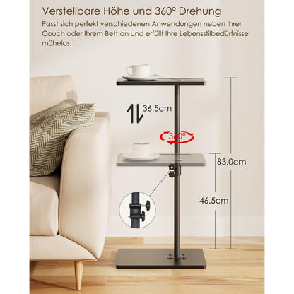 Beistelltisch C-Form Höhenverstellbar Holz Couchtisch