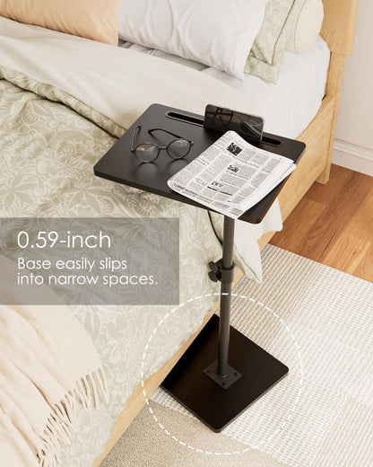 C-förmiger Beistelltisch Höhenverstellbar 360°Rotierend 40x30x(45-81) cm Holz Schwarz