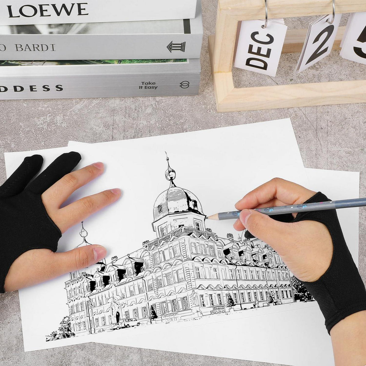 Zeichenhandschuh 2 Stück für Grafiktablett, reibungsfrei