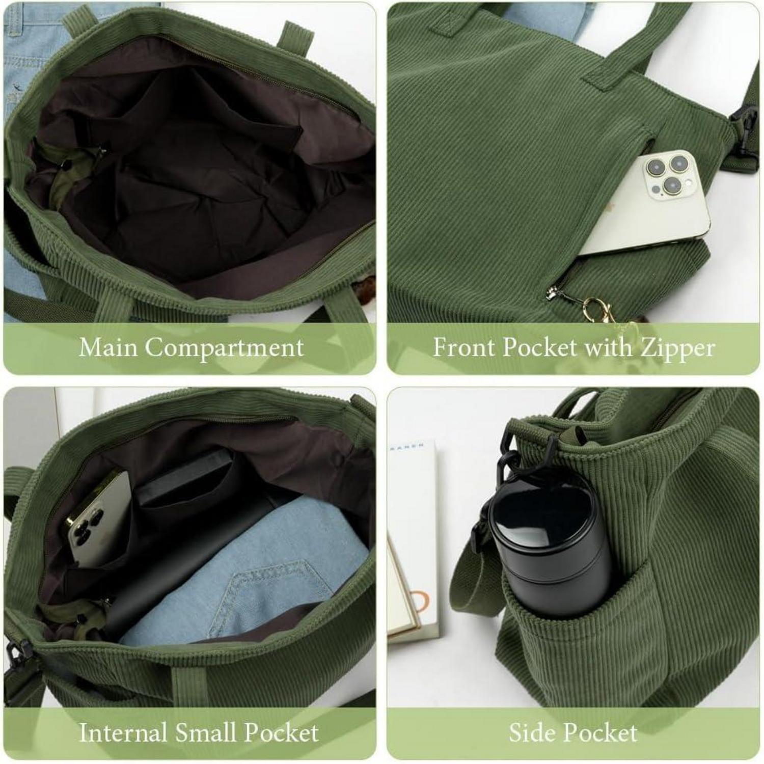 Damen Kord Groß Handtasche Cord Tasche Tote Bag Umhängetasche Beuteltasche Reefschluss