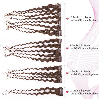 Kinky Curly Clip-in Haarverlängerung Echthaar 55cm Dunkel Braun