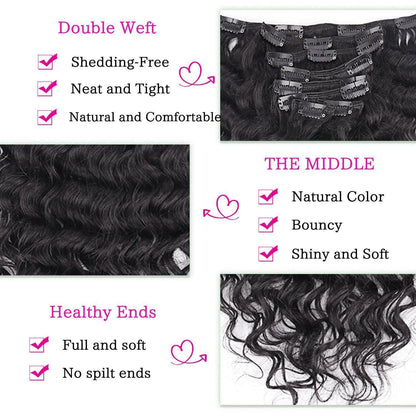 Deep Curly Echthaar Clip-Ins 60cm – Natürliches Schwarz