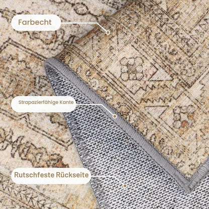 Vintage Teppich Wohnzimmer 150x210cm Hellbraun Rechteckig