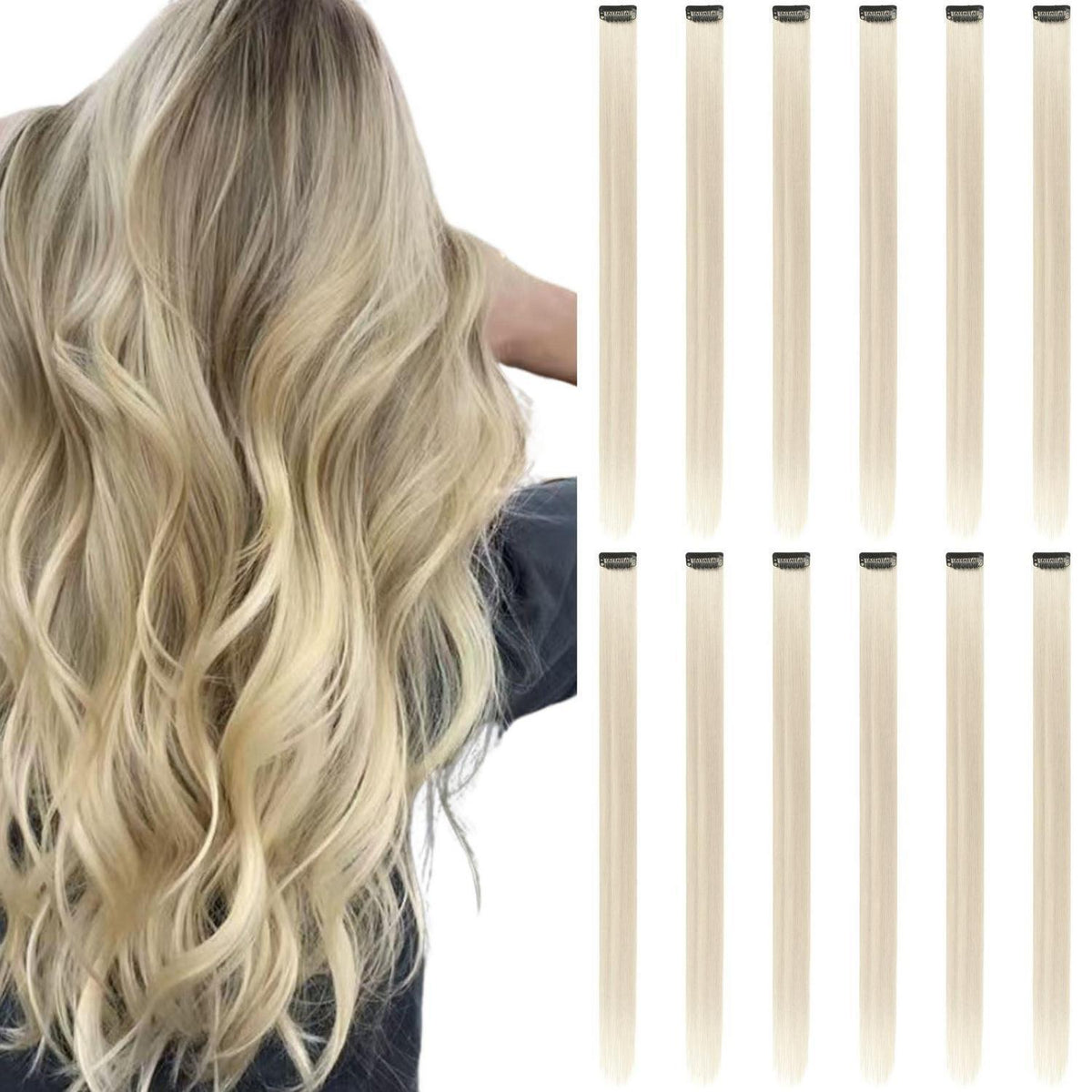 Blond Clip-in Haarverlängerung 12er Set – 55 cm, Hitzebeständig