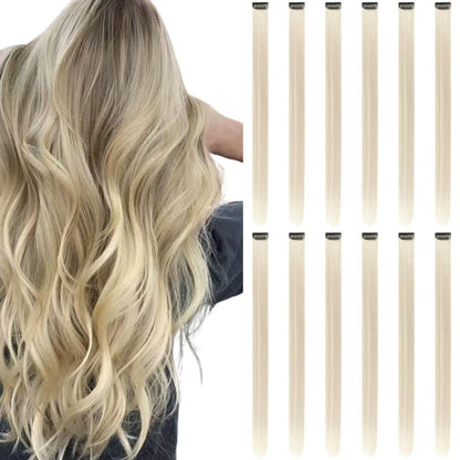 Blond Clip-in Haarverlängerung 12er Set – 55 cm, Hitzebeständig