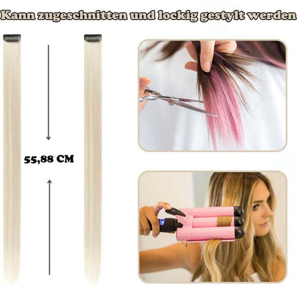 Blond Clip-in Haarverlängerung 12er Set – 55 cm, Hitzebeständig