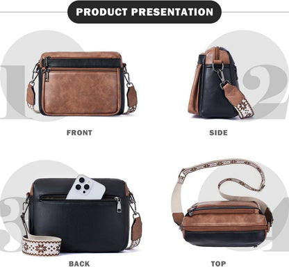 Damen Umhängetasche Mittelgroß Leder Schultertasche