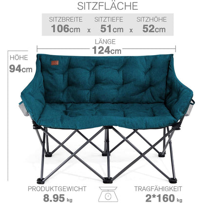 Luxus 2-Personen Campingstuhl XXL, 320kg belastbar, grün