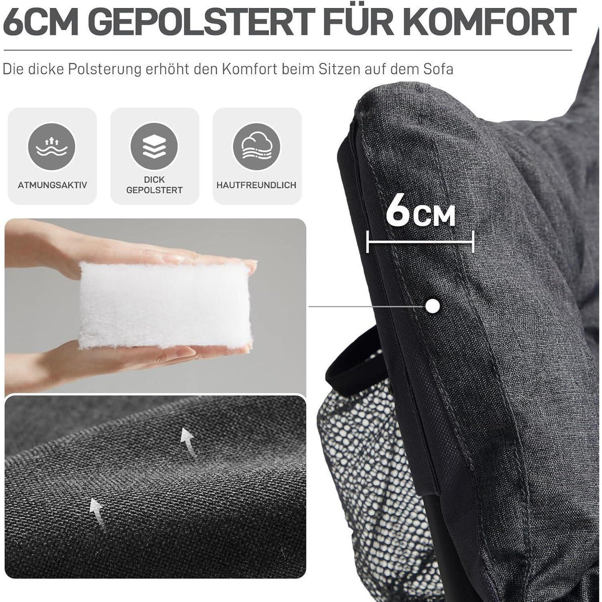 Luxus Camping Sofa für 2 Personen, 320kg belastbar, gepolstert, faltbar