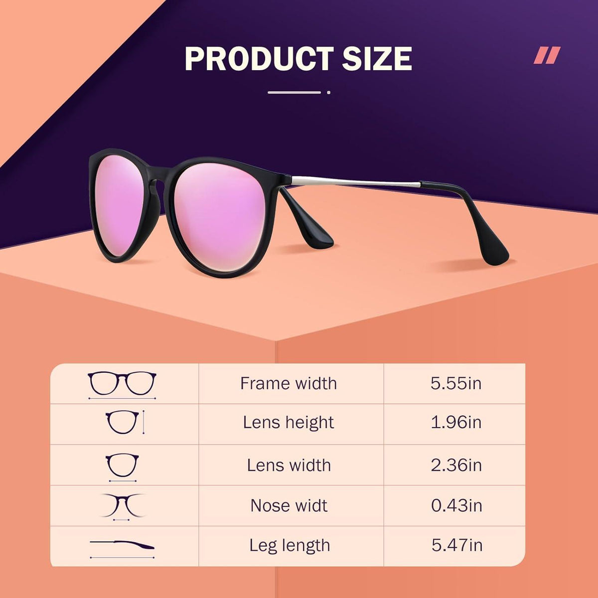 Perkanion Damen Sonnenbrille Polarisiert UV400 Schutz Cateye Retro Vintage
