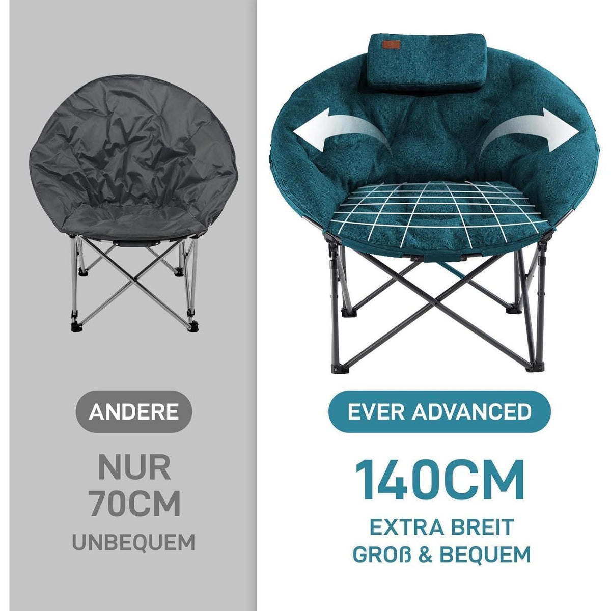 XXL Moonchair Campingstuhl faltbar, 150kg belastbar, grün