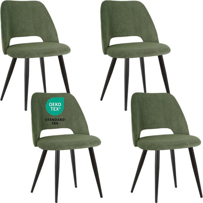 Esszimmerstühle Set 4 Grün, Gepolsterte Samtstühle Modern