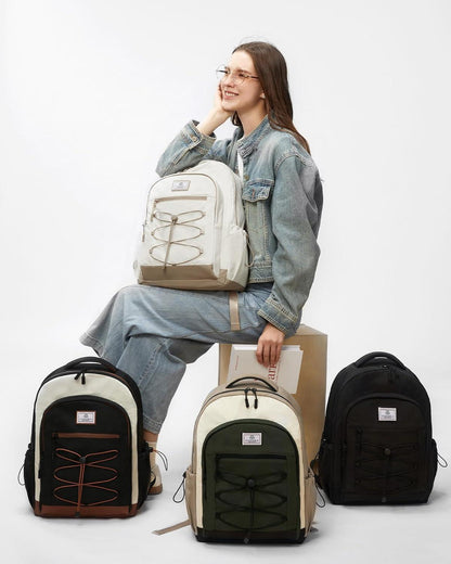LOVEVOOK Rucksack 15,6 Zoll Schulrucksack Damen Herren mit Laptopfach Beige