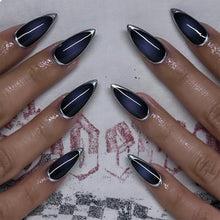 24er Set Blau Cat Eye Falsch Nägel - MIttelgroß - Nail Art Kit