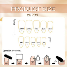 24 Stück Gold French Tip Press on Nägel mit Perlen-Design