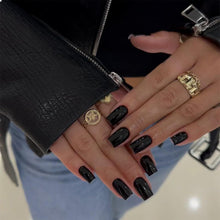 Press on Nails Set - Schwarze Glänzende Acrylnägel 24 Stück