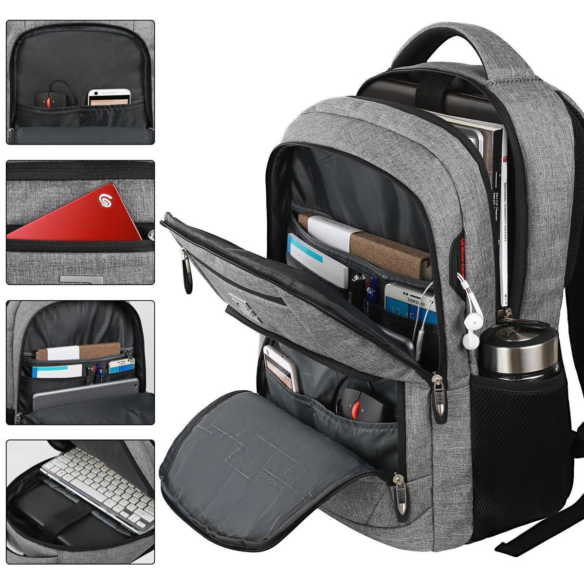 20 Zoll Laptop Rucksack Grau – Schulrucksack für Teenager & Herren