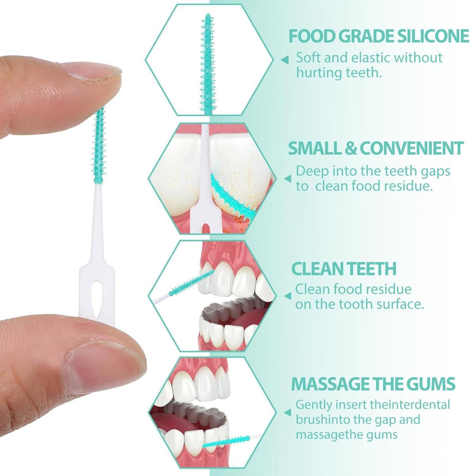 240 Weiche Zahnseide Sticks Interdentalbürsten Einweg Grün