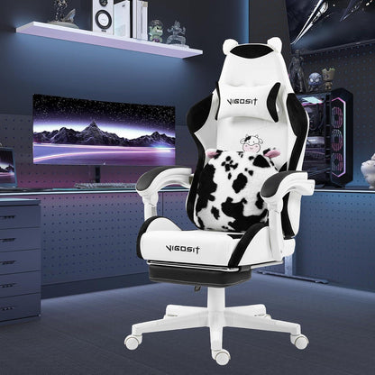 Gaming Stuhl Niedlich mit Ohren & Kawaii Kissen, Ergonomisch für Mädchen