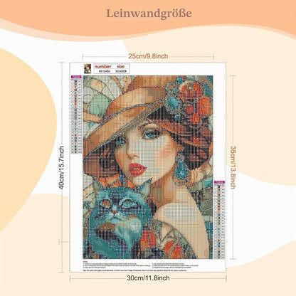 5D Diamantmalerei Weinlese-Dame – Bastelset für Erwachsene & Kinder
