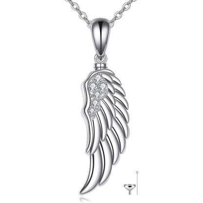 Schutzengel Flügel Anhänger Halskette 925 Sterling Silber Zirkonia