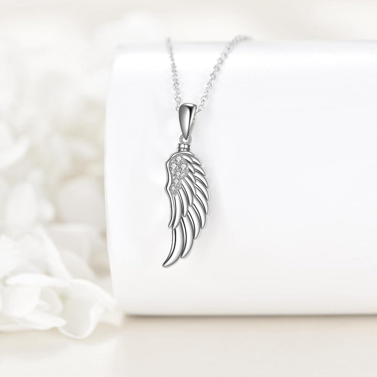 Schutzengel Flügel Anhänger Halskette 925 Sterling Silber Zirkonia