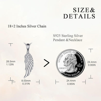 Schutzengel Flügel Anhänger Halskette 925 Sterling Silber Zirkonia