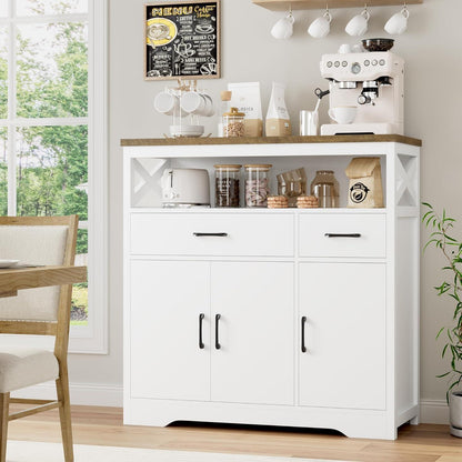 Sideboard mit Arbeitsplatte | Küchenschrank mit 2 Schubladen & 3 Türen