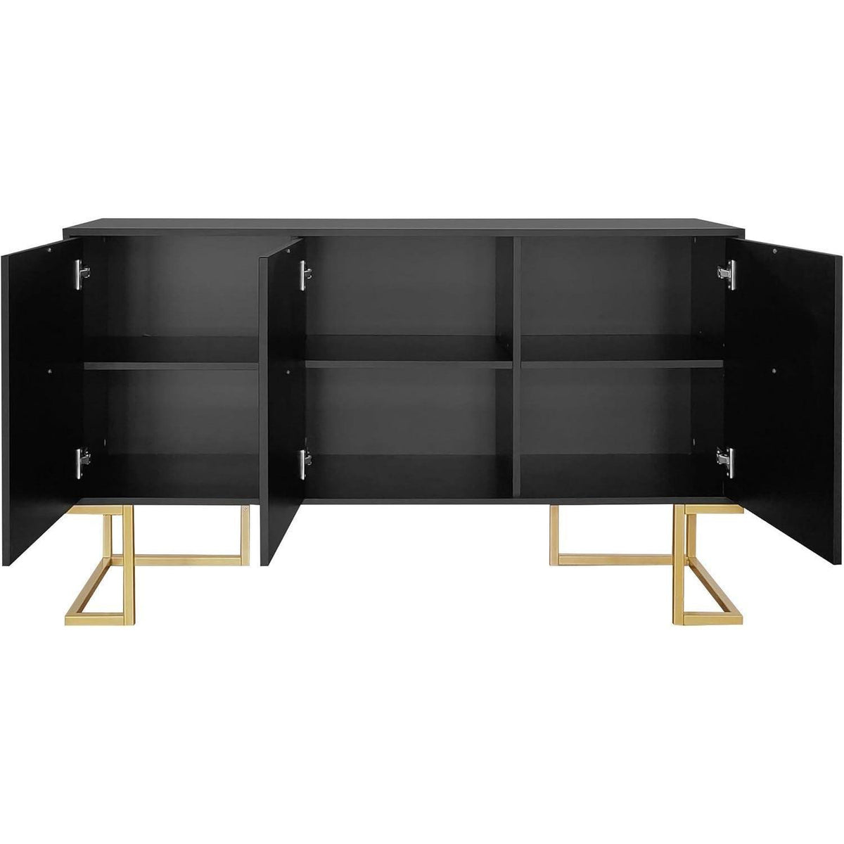 Kommode & Sideboard mit 6 Schubladen & 3 Türen, Schwarz