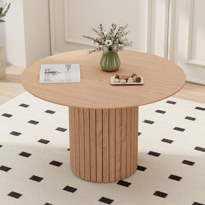 Moderner runder Esstisch Wabi-Sabi Stil, hellbraun 120cm