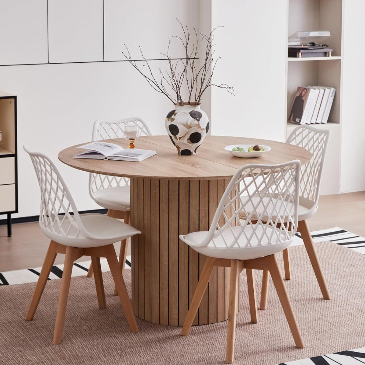 Moderner runder Esstisch Wabi-Sabi Stil, hellbraun 120cm