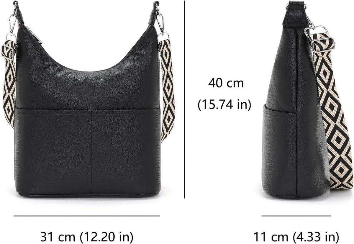 SOGYECS Umhängetasche Damen Schwarz Vegan Leder
