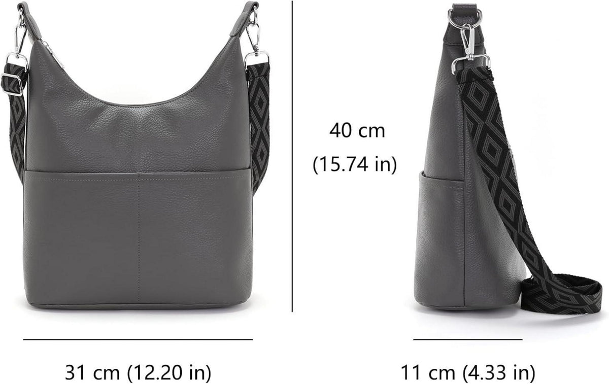 SOGYECS Polene Handtasche Damen Mittelgroß Crossbody Bag Schultertasche Grau