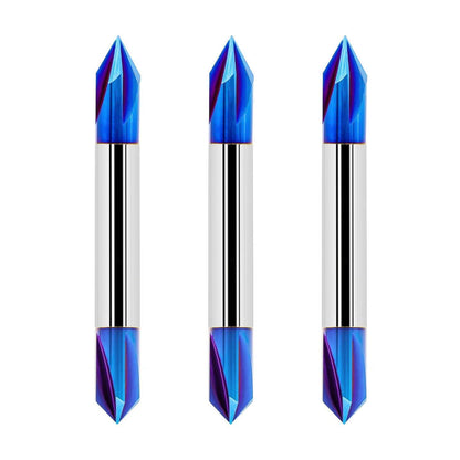 V-Nutfräser 60/90 Grad, 3 Stück, 6,35mm Schaft, Nano-Blau-Beschichtung