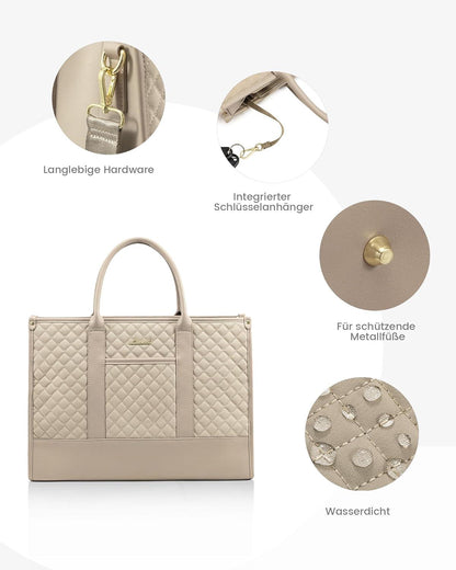 LOVEVOOK Laptoptasche Damen 15,6 Zoll Wasserdicht Beige
