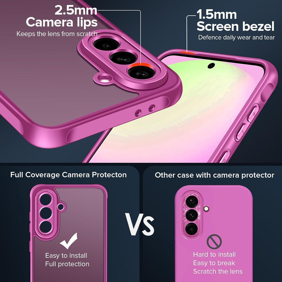 Samsung Galaxy A56 5G Hülle mit Panzerglas, matt durchscheinend, rosa