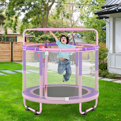 Kindertrampolin mit Basketball & Zubehör – Rosa-Violett