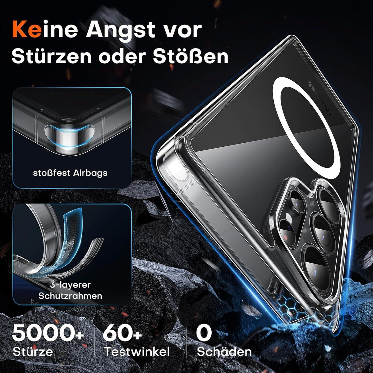 Galaxy S25 Ultra Hülle Magsafe Transparent Militärschutz