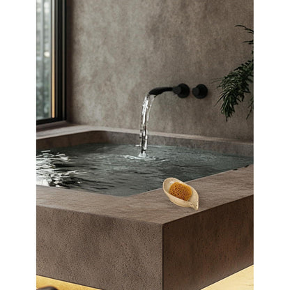 Keramik Seifenschale mit Ablauf – Beige, Blatt Design