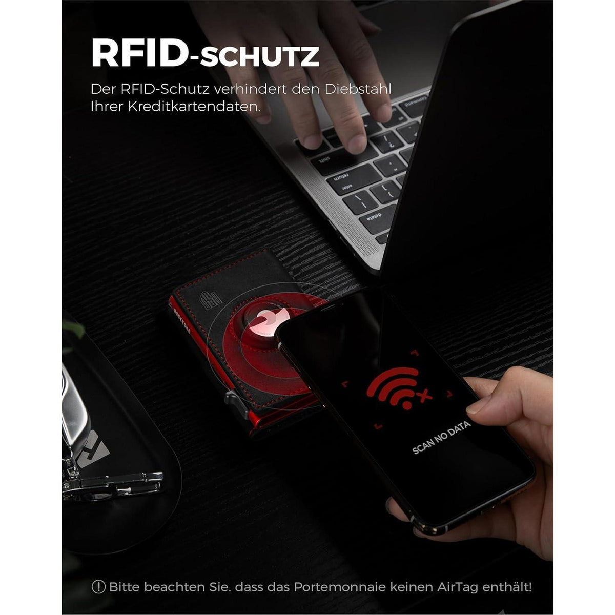 Geldbörse Herren mit AirTag Fach & XL Münzfach – RFID Schutz