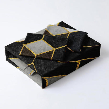 3D Geometrie Bettwäsche Set 135x200cm - Schwarz