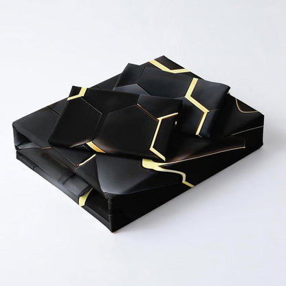 3D Wabenbettwäsche Set Schwarz Gold 135x200cm