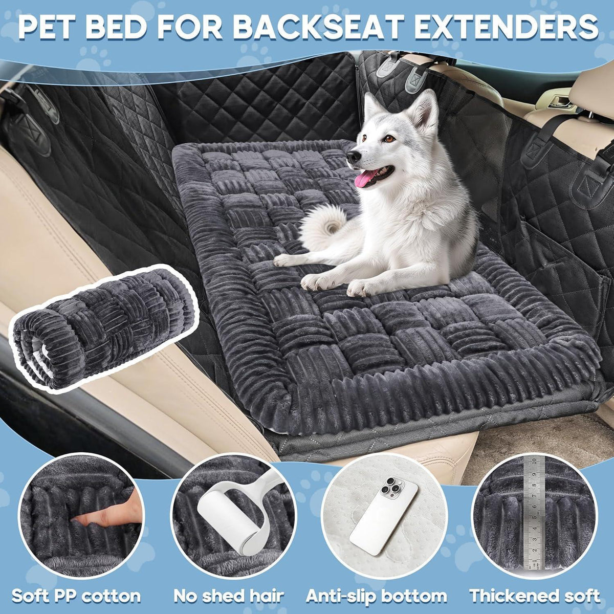 Hundebett Auto Rückbank – Weich, Rutschfest & Komfortabel 127x62.5cm