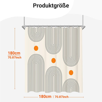 Duschvorhang 180x180cm Geometrische Curve Textil Antischimmel Waschbar
