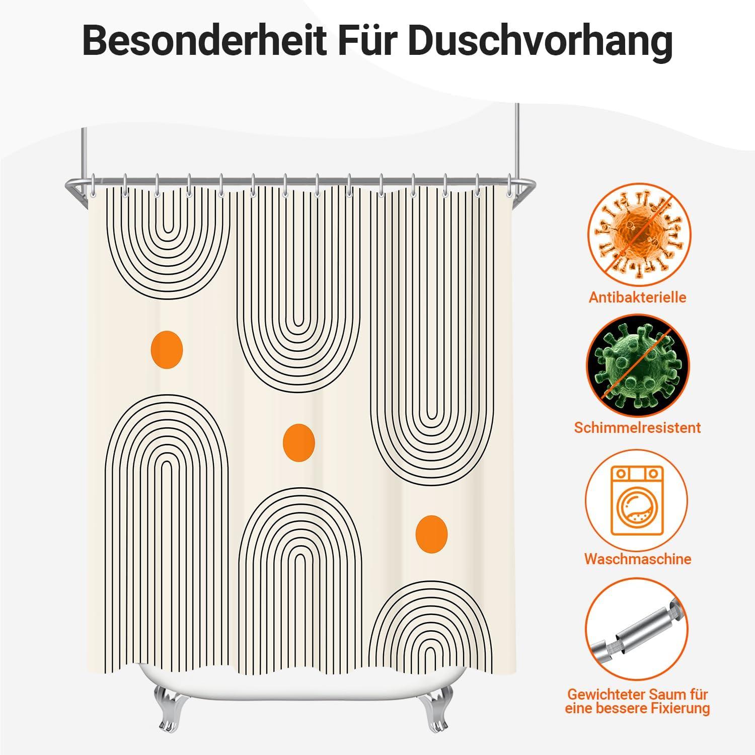 Duschvorhang 240x200cm Geometrische Kurve Antischimmel Polyester Stoff
